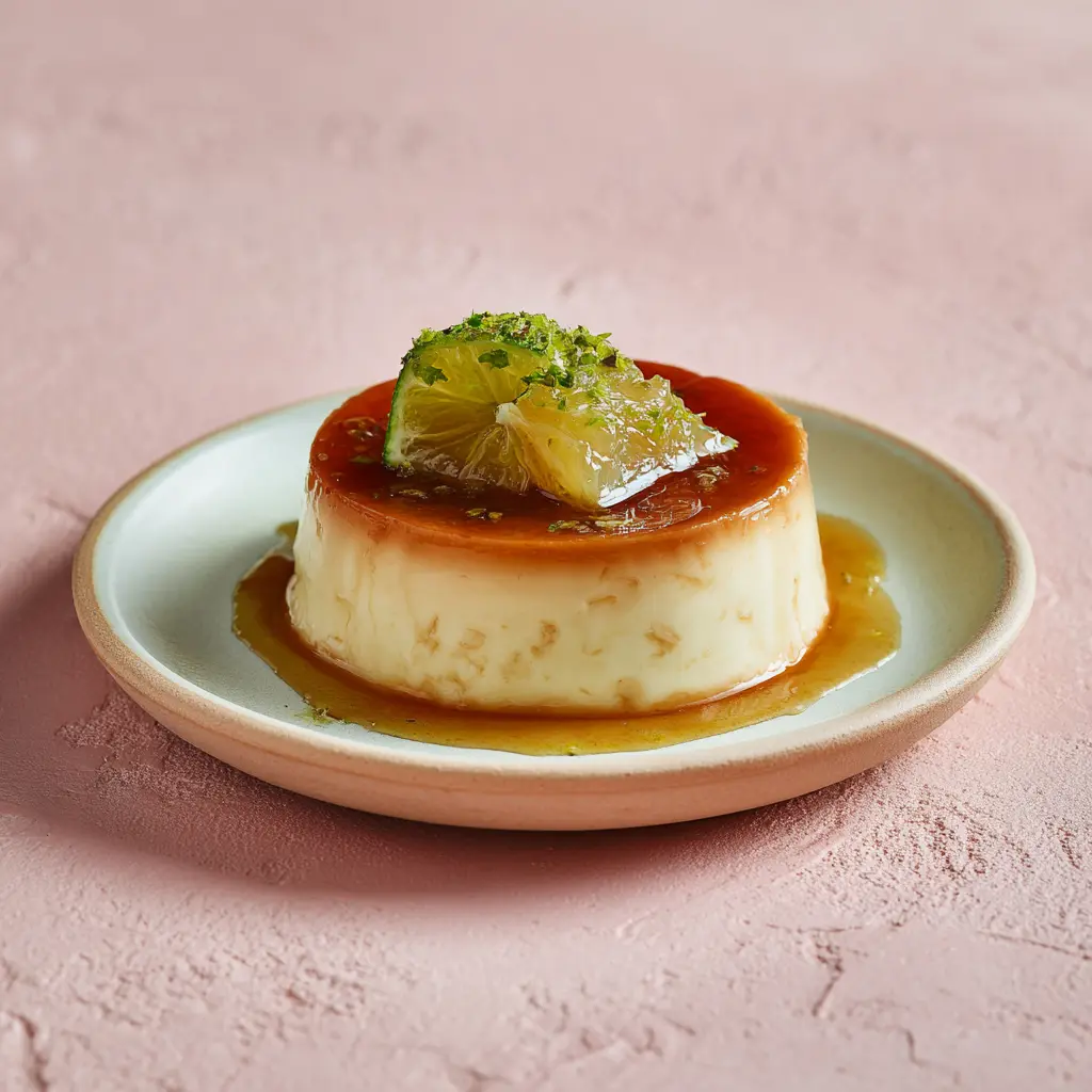 Flan coco & citron vert au caramel