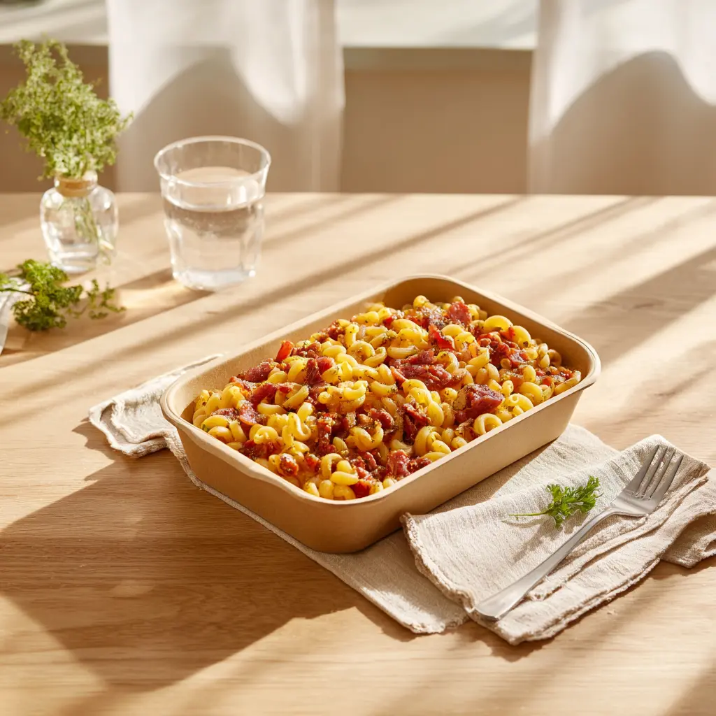 [6509] Pastas du jour macaroni sauce poivrons chorizo